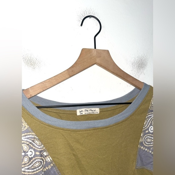 FREE PEOPLE Feelin it Colorblock Army Combo T-Shirt Size L OB1068176 $98 - Picture 6 of 9